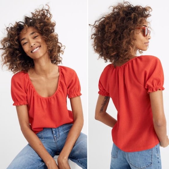 NWT Madewell Texture & Thread Peasant Top - Picture 1 of 6